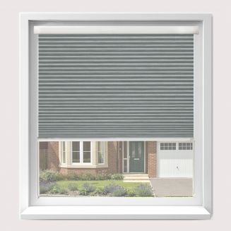 Intu Hive Silkweave Blackout Ash Pleated Blind With White Cassette