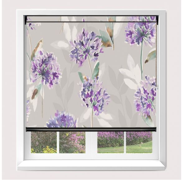 Open Cassette Zinnia Blackout Purple Roller Blind With Black Cassette